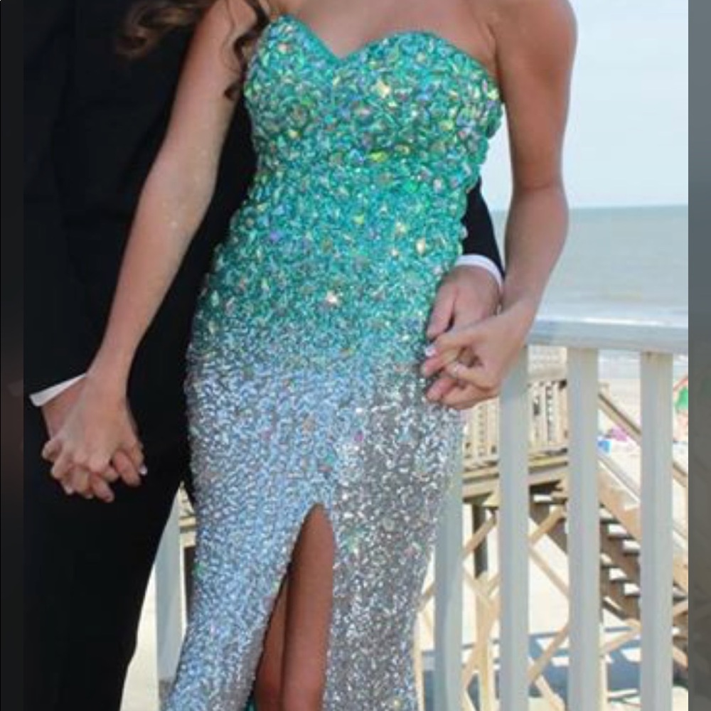 La Femme sequins, ombré prom dress.